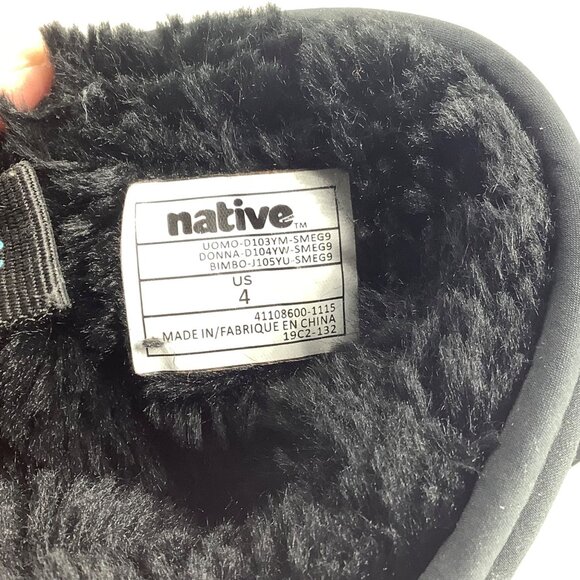 NATIVE x Save the Duck Boots Boy Size 4 Black Water Resistant Lhoste Faux Fur - Picture 6 of 7